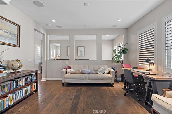 Home Office, Interior, Recessed Lighting, Wood Texture Flooring