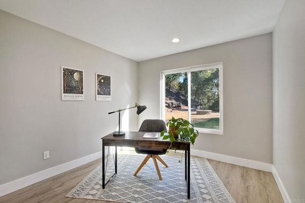Home Office, Interior, Recessed Lighting, Wood Texture Flooring