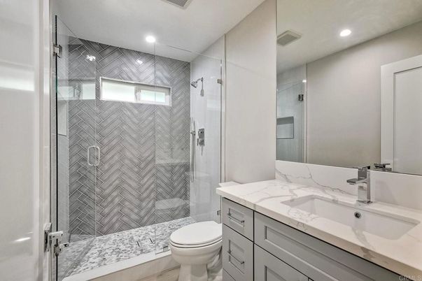 Bathroom, Glass Shower, Interior, Recessed Lighting