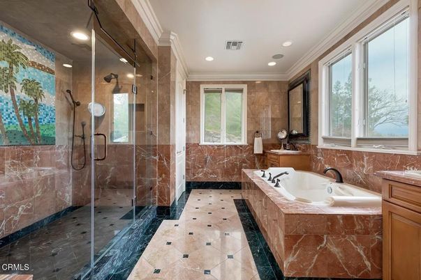 Bathroom, Glass Shower, Interior, Recessed Lighting