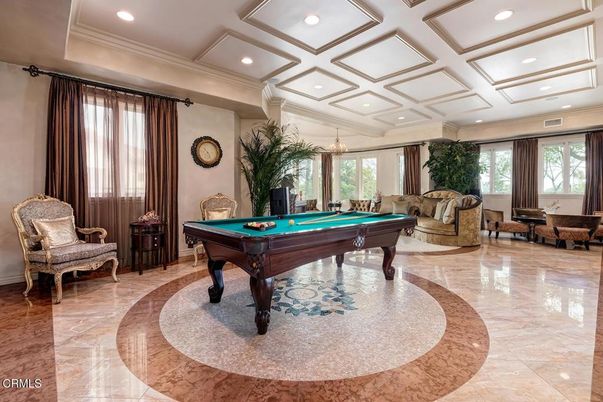 Billiard Table, Game Room, Interior, Recessed Lighting
