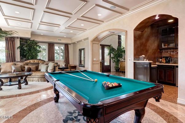 Billiard Table, Game Room, Interior, Recessed Lighting