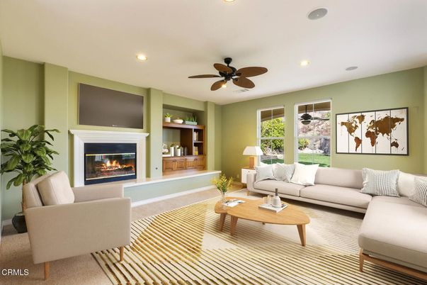 Fireplace, Interior, Living room, Recessed Lighting