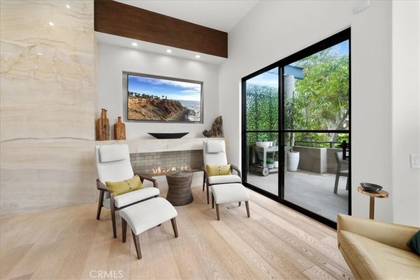 Fireplace, Interior, Recessed Lighting, Wood Texture Flooring