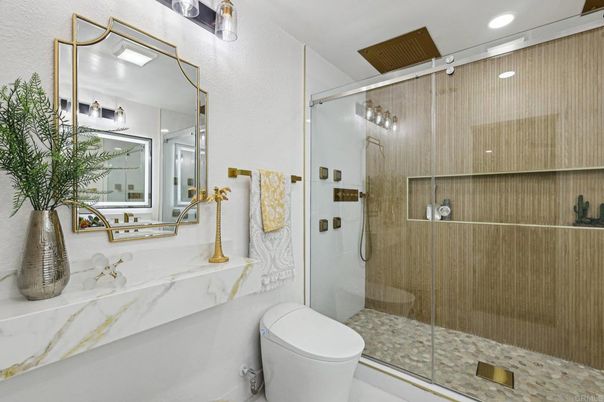Bathroom, Glass Shower, Interior, Recessed Lighting