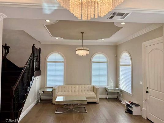 Chandelier, Interior, Pendant Lights, Recessed Lighting, Wood Texture Flooring