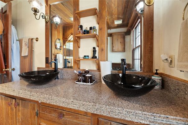 Bathroom, Dual Sink Vanities, Interior, Wooden Beams, Wooden Ceilings
