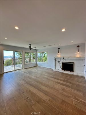 Empty room, Interior, Marble Walls, Recessed Lighting, Wood Texture Flooring