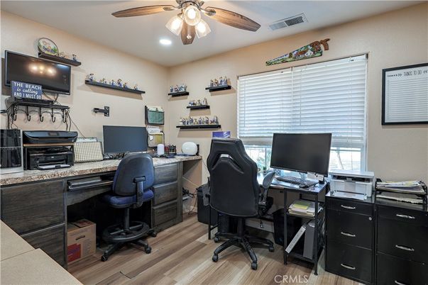 Home Office, Interior, Recessed Lighting, Wood Texture Flooring