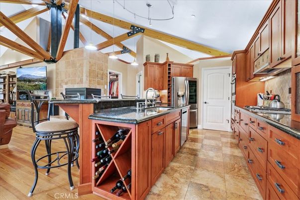 Interior, Kitchen, Pendant Lights, Stainless Steel Appliances, Wooden Beams