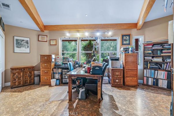 Home Office, Interior, Recessed Lighting, Wooden Beams