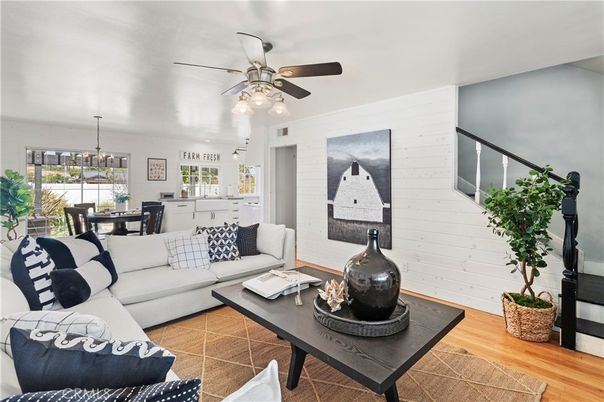 Dining room, Interior, Living room, Pendant Lights, Wood Texture Flooring