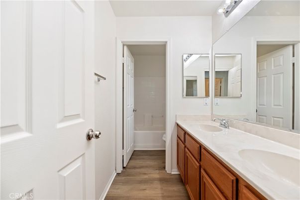 Bathroom, Dual Sink Vanities, Interior, Wood Texture Flooring