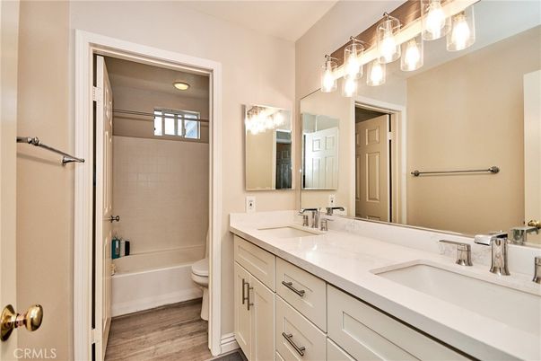 Bathroom, Dual Sink Vanities, Interior, Wood Texture Flooring