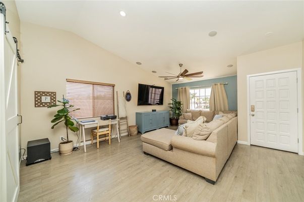 Home Office, Interior, Living room, Recessed Lighting, Wood Texture Flooring