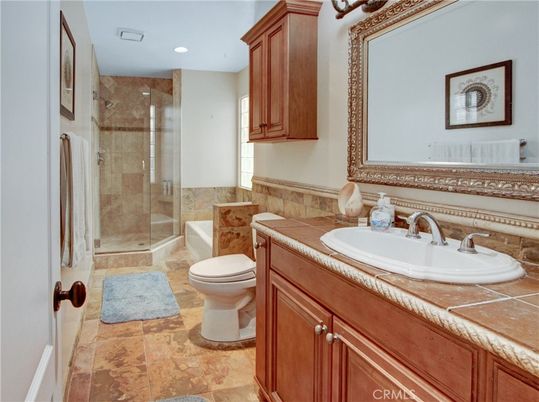 Bathroom, Glass Shower, Interior, Recessed Lighting, Tile Countertops