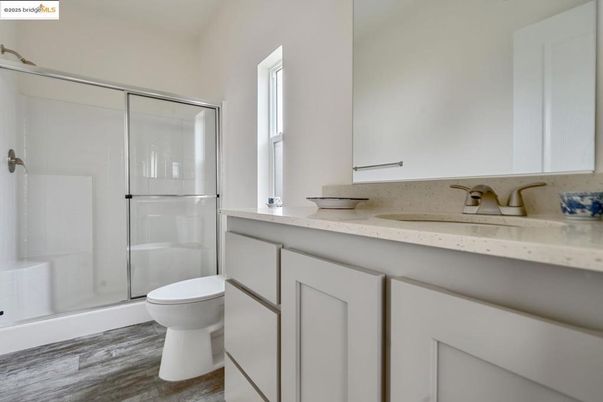 Bathroom, Glass Shower, Interior, Wood Texture Flooring