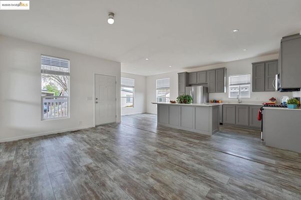 Interior, Kitchen, Recessed Lighting, Wood Texture Flooring