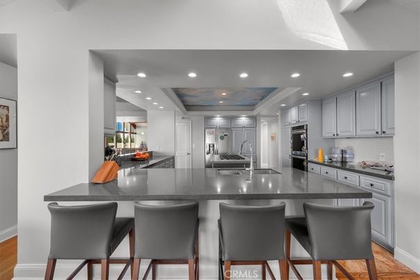Interior, Kitchen, Recessed Lighting, Stainless Steel Appliances, Wooden Ceilings, Wood Texture Flooring