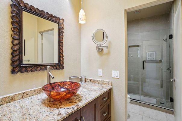 Bathroom, Glass Shower, Interior, Pendant Lights