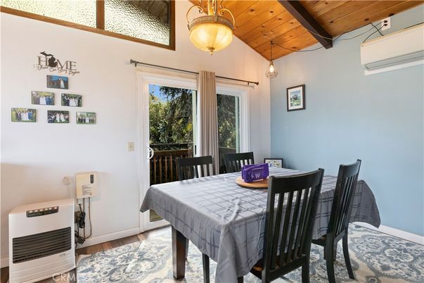 Dining room, Interior, Pendant Lights, Wooden Beams, Wooden Ceilings, Wood Texture Flooring
