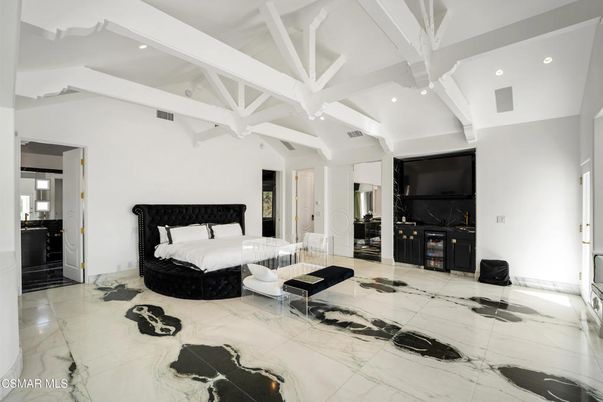 Bedroom, Interior, Marble, Recessed Lighting