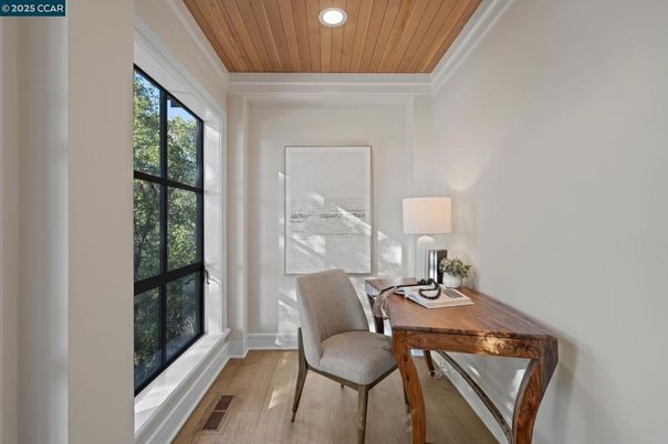 Home Office, Interior, Recessed Lighting, Wooden Ceilings, Wood Texture Flooring