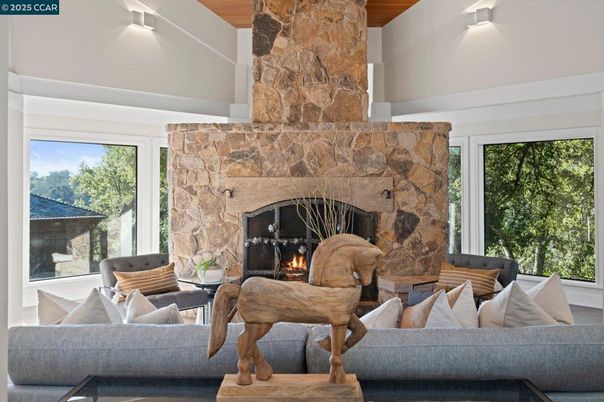 Fireplace, Interior, Living room, Stone Walls
