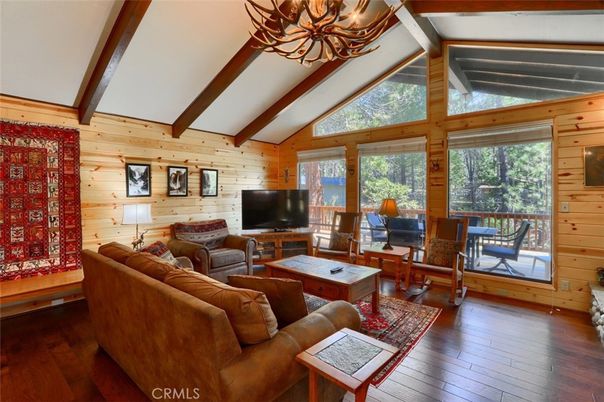 Chandelier, Interior, Living room, Wooden Beams, Wood Texture Flooring, Wooden Walls