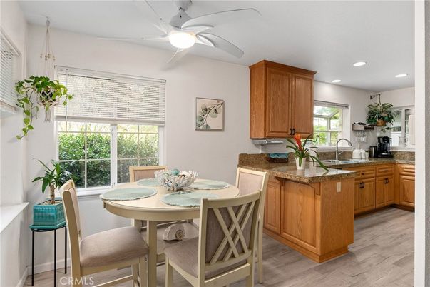 Dining room, Interior, Kitchen, Recessed Lighting, Wood Texture Flooring