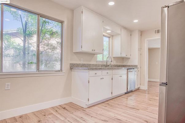 Interior, Kitchen, Recessed Lighting, Wood Texture Flooring