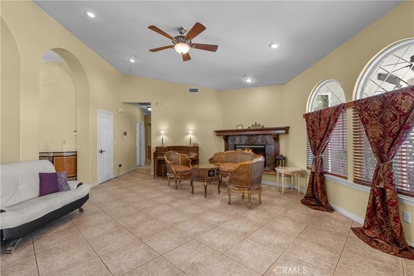 Dining room, Fireplace, Interior, Recessed Lighting