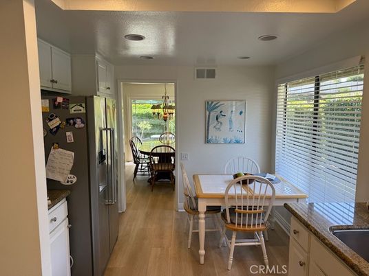Dining room, Interior, Kitchen, Recessed Lighting, Wood Texture Flooring
