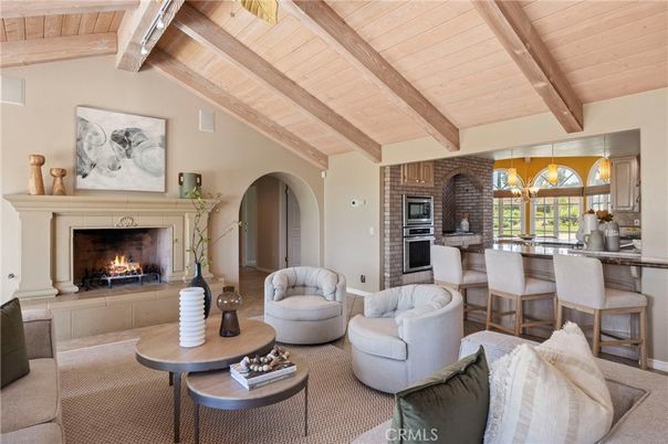 Fireplace, Interior, Kitchen, Living room, Stone Walls, Wooden Beams, Wooden Ceilings
