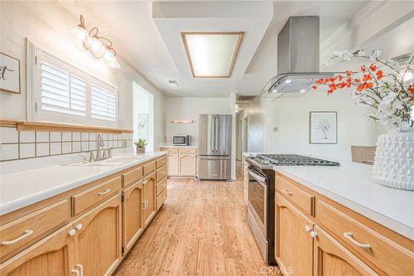 Interior, Kitchen, Stainless Steel Appliances, Wood Texture Flooring