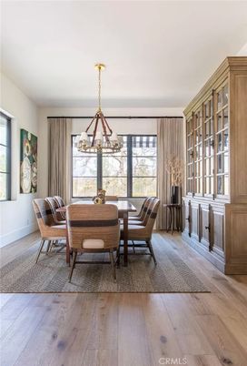 Chandelier, Dining room, Interior, Wood Texture Flooring