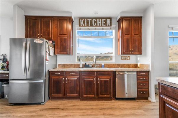 Interior, Kitchen, Stainless Steel Appliances, Wood Texture Flooring