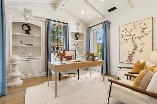 Home Office, Interior, Recessed Lighting, Wood Texture Flooring