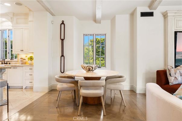 Dining room, Interior, Kitchen, Recessed Lighting, Water, Wooden Beams, Wood Texture Flooring