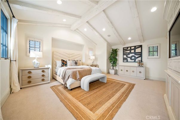 Bedroom, Interior, Recessed Lighting, Wooden Beams