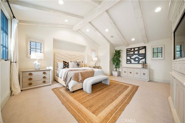 Bedroom, Interior, Recessed Lighting, Wooden Beams