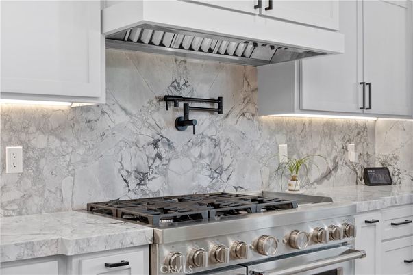 Interior, Kitchen, Marble Walls, Stainless Steel Appliances