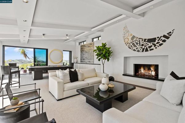 Billiard Table, Fireplace, Game Room, Interior, Living room, Recessed Lighting