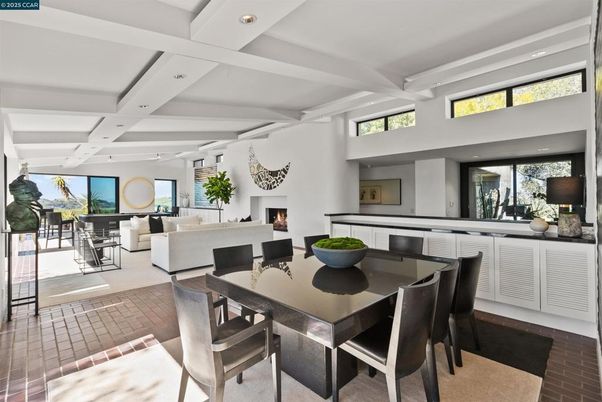 Dining room, Fireplace, Interior, Living room, Recessed Lighting