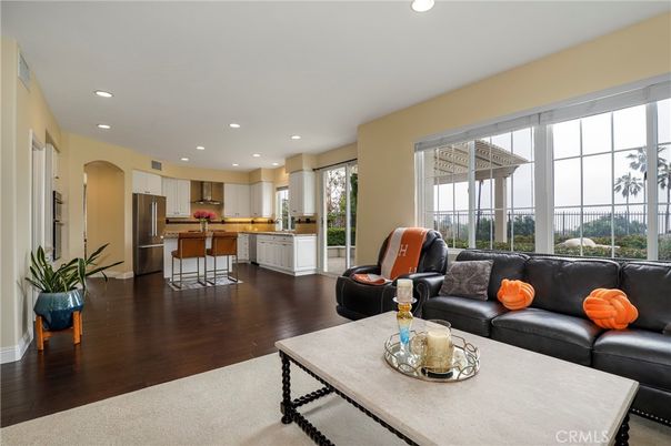 Interior, Kitchen, Living room, Recessed Lighting, Stainless Steel Appliances, Wood Texture Flooring