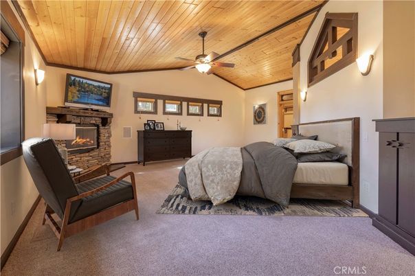 Bedroom, Fireplace, Interior, Wooden Ceilings