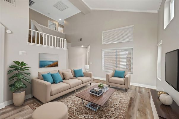 Interior, Living room, Recessed Lighting, Wood Texture Flooring