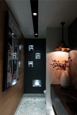 Fireplace, Interior, Recessed Lighting, Wooden Walls