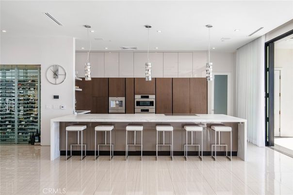 Interior, Kitchen, Pendant Lights, Recessed Lighting, Stainless Steel Appliances, Wine Storage