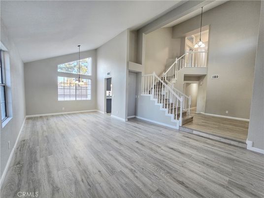 Chandelier, Empty room, Interior, Pendant Lights, Wood Texture Flooring